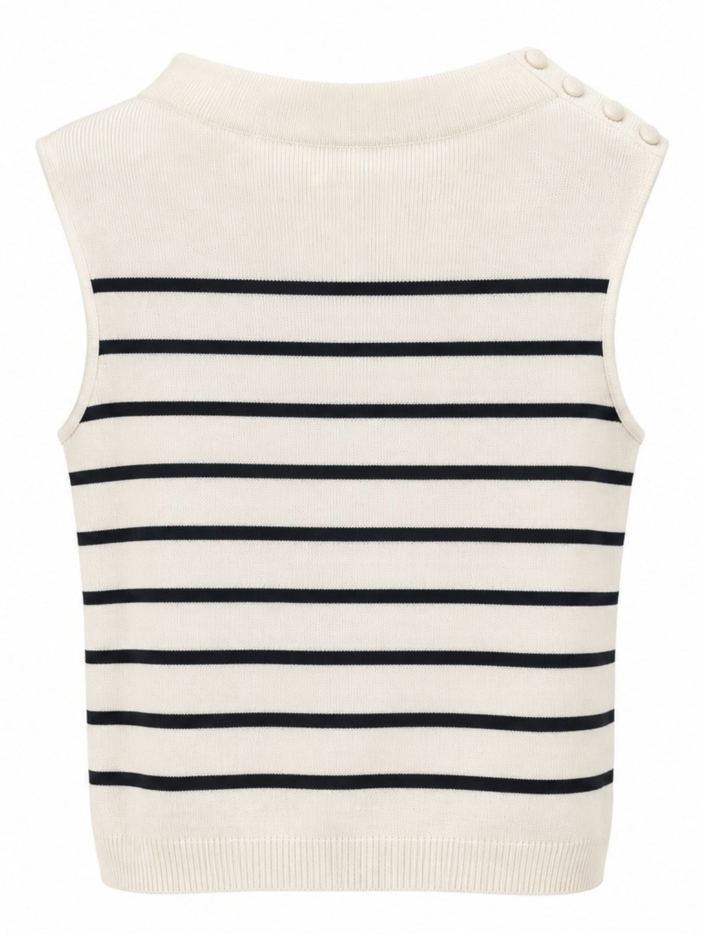 Lilysilk Sleeveless Striped Knit Top - Cream/Black